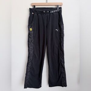 Puma x Ferrari Sweatpants Women's S Black Straight Leg Quilted Sides